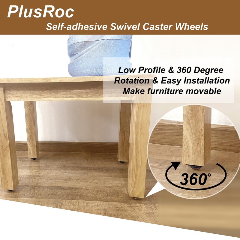 PlusRoc 8 Pack Self Adhesive Caster Wheels 1 Inch for
