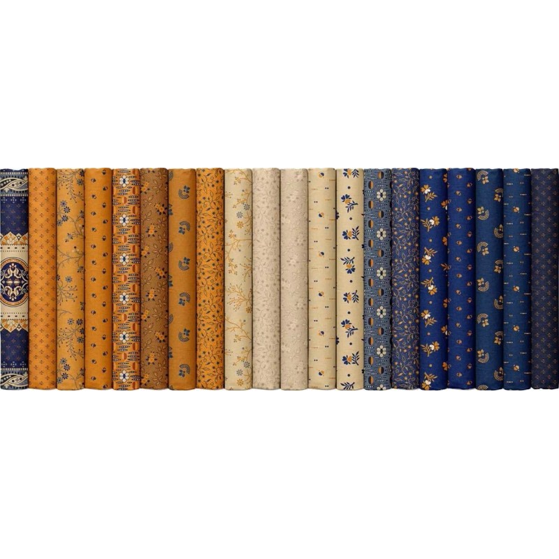 Marcus Fabrics - Indigo & Cheddar - Rainbows - Cheddar,