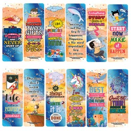 Creanoso Inspirational and Motivational Quotes with Cute and Funny Typography Bookmarks (2-Sets x 6 Cards) – Daily Inspirational Card Set – Interesting Book Page Clippers