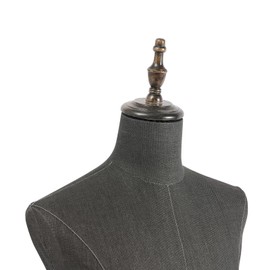 Male Mannequin Torso Dress Form, 59-71In Height Adjustable Mannequin Body with Retro Solid Wood Stand, Thick Linen Clothing Manikin for Market Shop Window Display