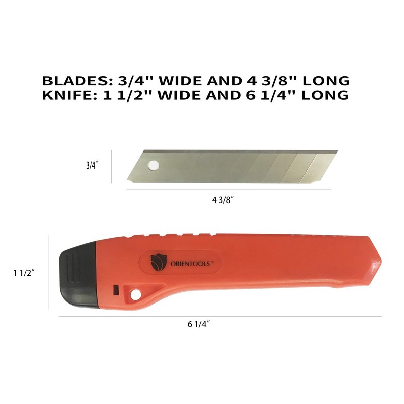 ORIENTOOLS Utility Knife Box Cutter Razor Auto-Lock 4-Pack Set, Retractable