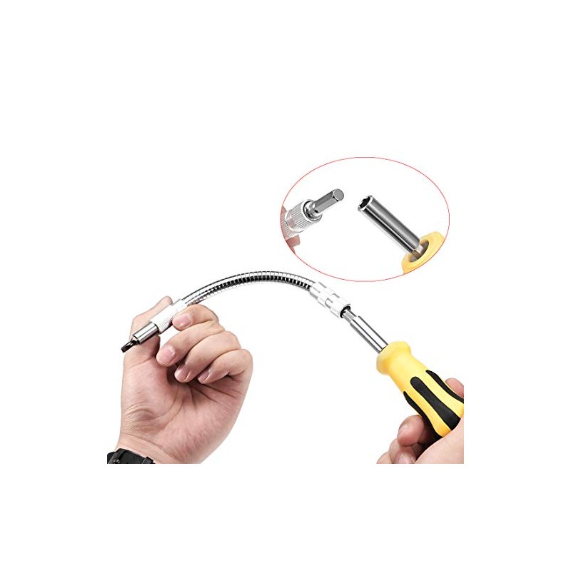 sourcing map Flexible Extension Screwdriver Bit Holder Magnetic Extention Hex