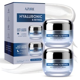 Azure Cosmetics Set Valor De Crema DíaNoche Con Ácido Hialurónico Y Retinol - Hidratante Facial Rejuvenecedor, Anti Envejecimiento E Hidratante -...  