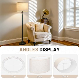 Oval Lamp Shades Set of 2, 16.5"L x 11.5"W x 11"H, Large Beige Lampshades