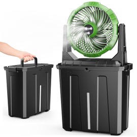 Ausic Portable Misting Fan - 9L Bucket, 10-inch Outdoor Fans for Patios/Camping/Beach/Golf etc., 20000mAh USB Rechargeable Battery Powered Floor Water Cooling Fan, 3 Strong Winds, 3 Spray Mister