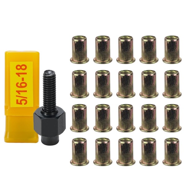 20pcs 5/16-18 Rivet Nuts with Hand Rivet Nut Tool Set,