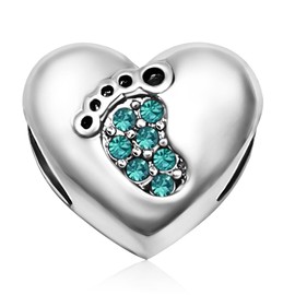 JMQJewelry Footprint Valentine Heart Womens Beads Charm for Bracelet Birthday Birthstone December Love Snowman