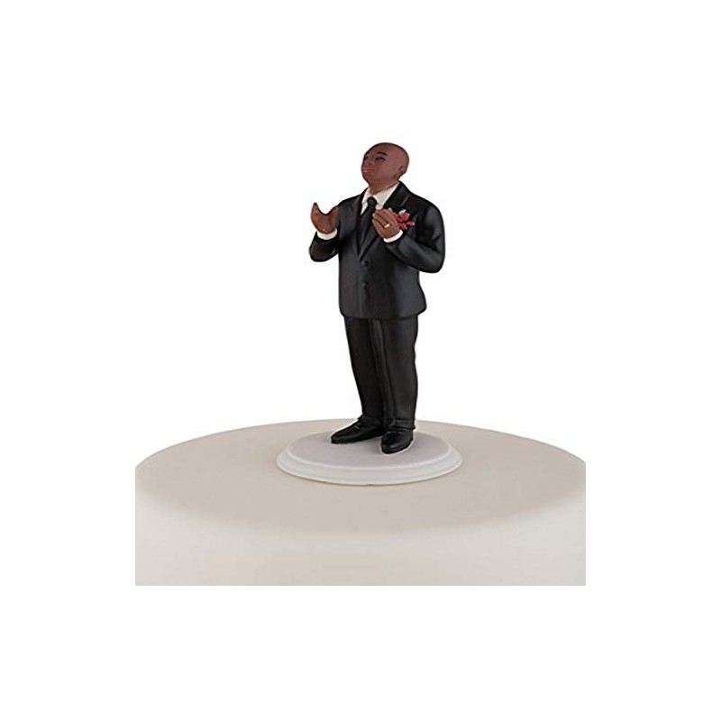 Weddingstar True Romance Dark Tone Bald Groom Topper, Black