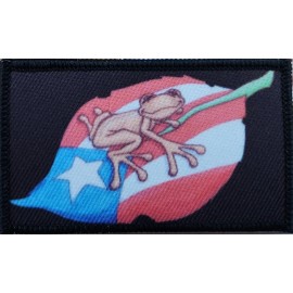 Puerto Rico Flag & Coqui Patch With VELCRO® Brand Fastener Morale Emblem
