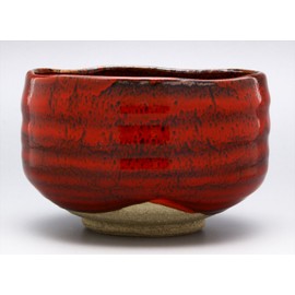 Mino Ware Matcha Bowl, Demon Crimson