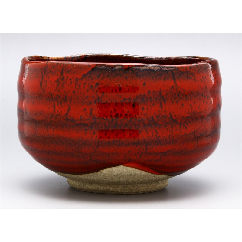 Mino Ware Matcha Bowl, Demon Crimson