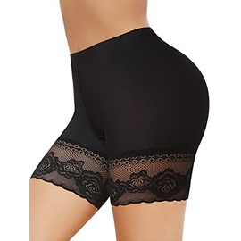 JOYSHAPER Slip Shorts for Under Dresses Thigh Slimmer Short Panties for Women Anti Chafing Thigh Bands with Lace Black S