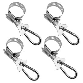 Tiardey 4 Pieces Adjustable Clamp Rings with Carabiner Stainless Steel Flagpole Mount Bracket Set 0.85-1.26 Inch Diameter for Garden Boat Yacht Truck ATV Outdoor Use