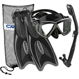 Cressi Pano 4 + Supernova Dry + Palau Set + Net Bag, Black/Titanium, M/L