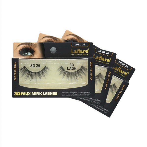 Laflare Silk Lashes 3D FAUX MINK Eyelashes, Light, Reusable, Handmade,