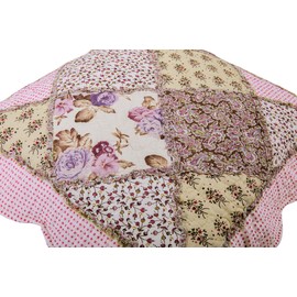 vctops Set of 2 Quilted 100% Cotton Boho Throw Pillow Covers 18" x 18" Farmhouse Country Floral Patchwork Decorative Cushion Cover, Patchwork Flower J