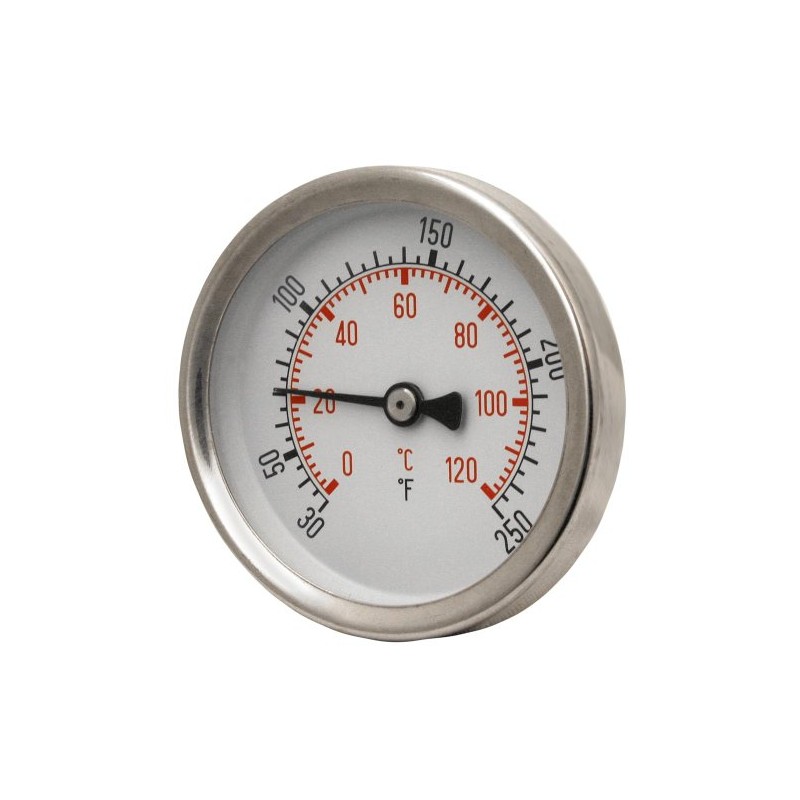 Miljoco B259951-2W Hot Water Bi-Metal Thermometer, 2-1/2" Dial, 2" Brass