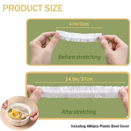 YQBFTC Food Storage Bags, Pack of 500 Cover Caps for Food, Cling Film with Elastic Band, Transparent Elastic Reusable Sealing Bags for Food Storage