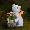 Cat Garden Statues Outdoor, Solar Cat Statues, Decoration with Cat