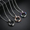 LinnWell Triple Ring Necklace Titanium Steel Necklace Three Interlocking Braided