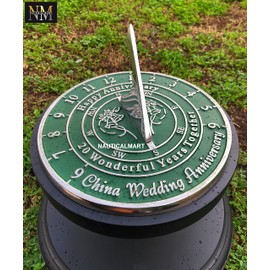 NauticalMart Reloj de sol para el 20 aniversario de boda de China para él o ella, marido o esposa, padres, abuelos, parejas para celebrar el aniversario regalo único (20 aniversario)