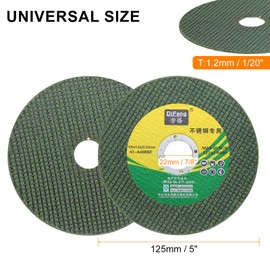 sourcing map 10pcs Cut Off Wheels 5" x 1/20" x 7/8" Ultra Thin Cutting Wheel rotary tool Cut-Off Discs General Metal Cutting Disc for Stainless Steel Cast Iron Copper, Green