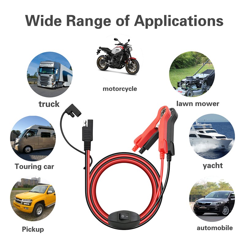 YACSEJAO 12V SAE Quick Release Adapter to Alligator Clips 16AWG