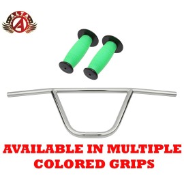 ALTA CW PRO OldSchool Classic Chrome Handlebar W/2 Tone Black MUSHROOM BMX GRIPS - Handlebar W/ Black/Pink Grips