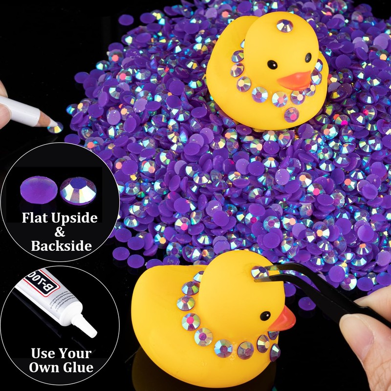 5000pcs 3mm Resin Rhinestones Bulk, Dark Purple AB Flatback Round