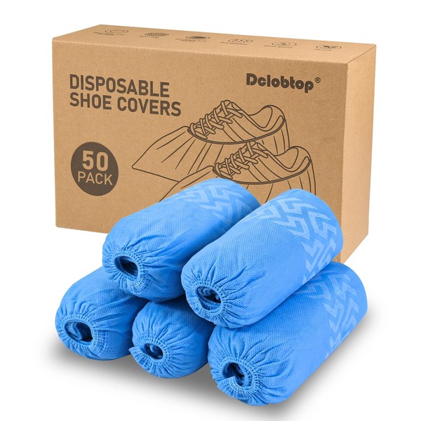 Shoe Covers Disposable Non Slip - 50pack Recyclable Blue Shoe