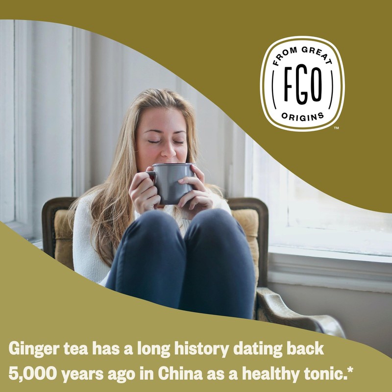 FGO Organic Ginger Tea, 100 Count, Eco-Conscious Tea Bags, Caffeine