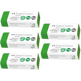 Faber-Castell Erasure 187250 Erasure Erasers PVC-Free Dust-Free Green Pack of 5