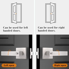 Probrico Entry Door Levers Brushed Nickel with Different Keys, Heavy Duty Hardware for Exterior Front and Back Door,Lockable, Keyed Entrance Lock,Universal Handling,Transitional Style, 2 Pack