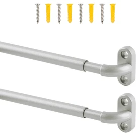 TYRON 2 Pack Screwed Sash Curtain Rod Adjustable 18-30 Inch, 3/8 In. Diameter, French Door Curtain Rods (Nickel)