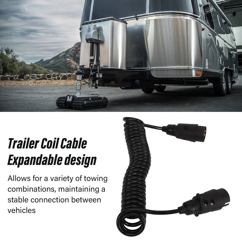 12.8ft Trailer 7 Core Coiled Cable Flexible Retracted Stable Connection