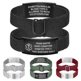Pulsera personalizada de alerta médica, pulsera de identificación de acero inoxidable personaliza...