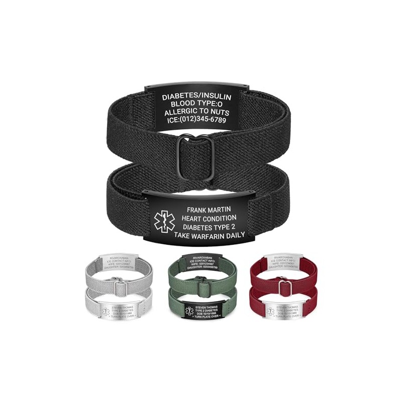 Pulsera personalizada de alerta médica, pulsera de identificación de acero