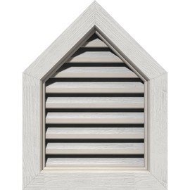 Ekena Millwork GVWPE12X3600RFPWR-07 Rough Sawn Vent, 12"W x 36"H (17"W x 41"H Frame Size) 7/12 Pitch, Primed Western Red Cedar