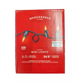 wondershop Christmas Lights 3 Boxes Wondershop 100 Bulbs Clear Mini Lights 24'8" Green Wire