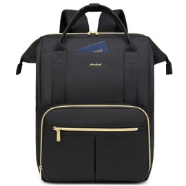 Focdod Women Laptop Backpack Teacher Bags: 17.3 Inch Nurse Computer Backpack with USB Port Work Bag Stylish Travel Daypack Bookbag Waterproof for Business Woman Gifts BLACK