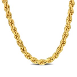 Men's Rope Chain Necklace - 2.7MM - Unisex Design - cadenas de plata para hombres 925 italianas - Rhodium Plated 925 Sterling Silver, Yellow Gold Plated Sterling Silver - Classic Link Necklace (Rope - Yellow - 2.7MM - 22")