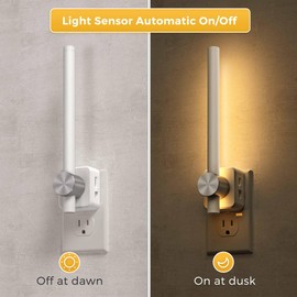 L LOHAS LED Night Light, 2 Pack Night Lights Plug into Wall, 0-200LM Bathroom Night Light, Dusk to Dawn Sensor 2W Dimmable Nightlights, Soft White 3000K, Modern Nightlight for Adults Mirror Restroom