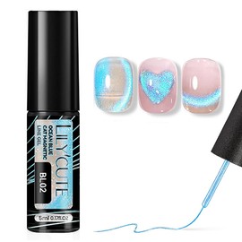 Blue Liner Glitter Nail Art Liner Nail Polish - Shimmer Cat Eye Gel Nail Polish Magnetic - Nail Pen - Soak off Gel Nail Varnish UV for French Manicure