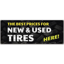 Best Prices New & Used Tires | 36" X 96" Banner | Heavy Duty 13oz. Outdoor Vinyl Single Sided with Grommets | Made in The USA