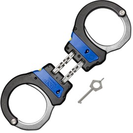 ASP Identifier Ultra Plus Hinged Handcuffs, Double-Locking Colored Handcuffs, Forged Aluminum Cuffs, Police and Law Enforcement Gear, Security Guard Equipment, Blue