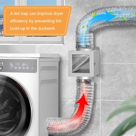 Senshare Metal Dryer Lint Trap, 4-Inch Dryer Lint Catcher for Clothes Dryer, Includes 6.5FT 4-Inch Dryer Vent Hose & 2 Stainless Steel Clamps, Easy to Install & Maintain (Metal)