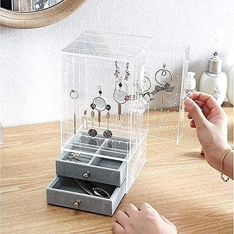 HappyHome Earrings Display Storage Case Vertical Hanging 3 Drawer Jewelry