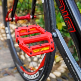 GEWAGE Bicycle Pedals, Nylon Fibre MTB Pedals with Reflectors, 9/16 Inch Non-Slip, Lightweight Bicycle Platform Pedals with 3 Bearings for Road Bike, MTB, E-Bike