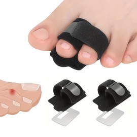 Pack of 2 Black Hammer Toe Splint with Aluminium Plates, Toe Splint, Hammer Toe Pads, for Correcting Hammer Toes, Broken Toes, Curved Toes and Overlapping Toes, Unisex