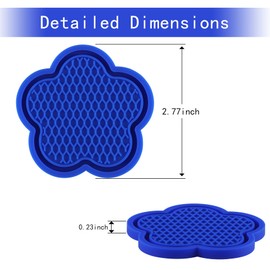 GaRhomxy Car Cup Coaster, 4pcs Universal Non-Slip Cup Holder Coaster, PVC Flower Shaped Car Cup Holder Coaster, Crystal Car Accessories Interior (Blue)